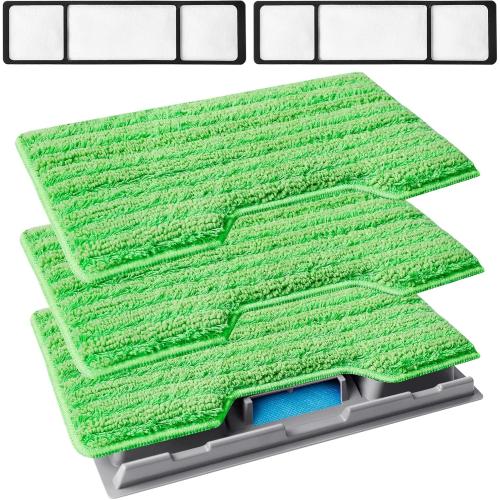 KEEPOW Reusable Mop Pads Refills, Mop Replacement Pads Compatible with Shark Vac Mop VM252 VM200 VC205 VM250 /QM250 VM190 VM200P12, Hardwood Floor Mop Pad with Upgraded Dirt Chamber (1 2 3 Pads)