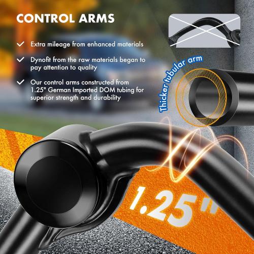 Dynofit F150 Upper Control Arms for 2-4 Leveling Kit, Front Suspension Tubular Control Arm for 2004-2020 Ford F-150, Ball Joint Angle Correction for Lift Kit & Off-Road Performance, Set of 2 Pcs