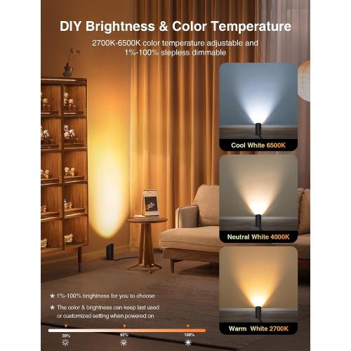 SUNVIE 5W Smart Floor Can Light Dimmable Uplights Indoor, RGBCW, 2PCS