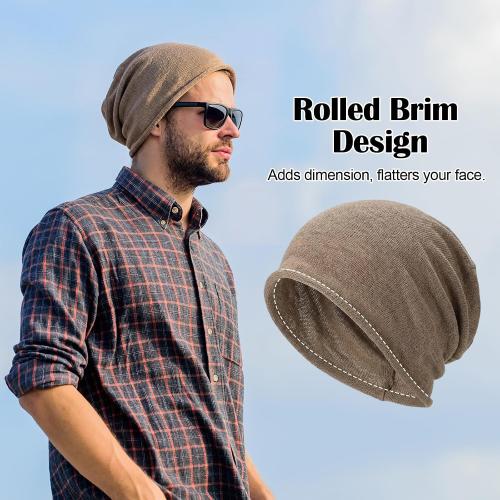 Cuffbow 100% Linen Beanie Summer Cooling Beanie for Men Women Slouchy Lightweight Hat Baggy Breathable Slouch Cap