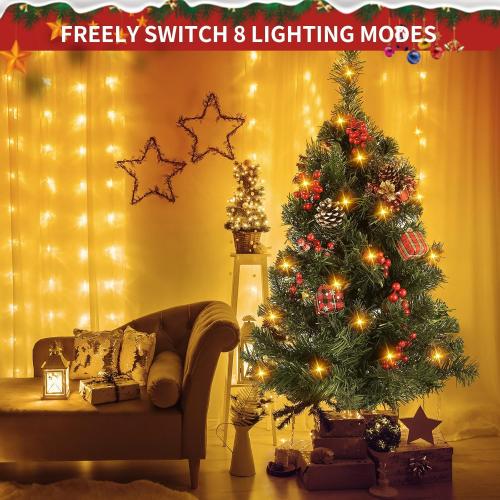 Sosation 2 Pcs 3 ft Artificial Christmas Tree Decor Prelit Tabletop Flocked Christmas Tree with Lights Pine Cones Plasic Base Pre Lit Green Xmas for Indoor Porch Decoration 8 Modes Timer 80 LEDs