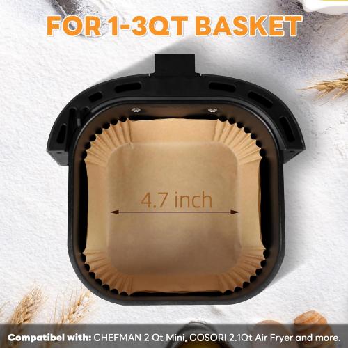 Small Air Fryer Liners Disposable 2 Qt for COSORI 2.1 Qt Air Fryer, Parchment Paper Baking Sheet Mini Air Fryer Liners