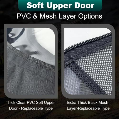 Soft Upper Door Replaceable Clear PVC Doors & Black Mesh Door,Compatible with Kawasaki Teryx4 4 Seat UTV 2012-2022,Soft Cab Enclosure Upper Doors Side Windows,Black,Nylon