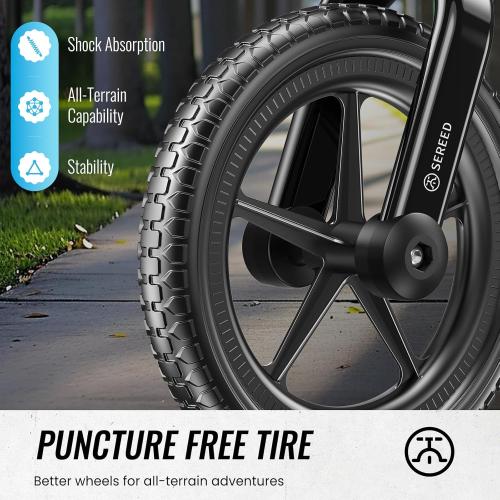 Black SEREED Toddler Balance Bike 2 Year Old, No Pedal Kids Bicycle Toys for 2-5 Years Old, Tool-Free Adjustment, Customize Plate with Stickers, Gift for 2-3 Boys Girls (Black)
