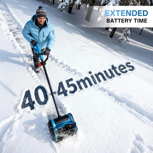 20V Electric Snow Shovel, 12-Inch Cordless Snow Blower with 2 4.0Ah Batteries & Fast Charger, Adjustable Front Handle, Directional Chute Lightweight 11lb for Driveway, Sidewalk, and Steps