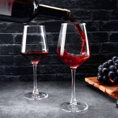 Color Clear Wine Glasses Set of 8, 12oz Clear Red/White, Long Stem Wine Glasses for Party, Wedding and Home