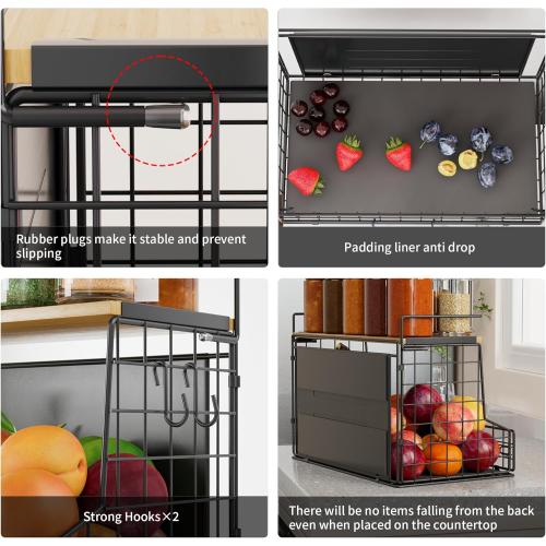 Magnetic Shelf for Fridge, Large Container Magnetic Spice Rack for Refrigerator, Fruit Potato and Onion Storage Bins, Magnetic Basket with Wood Lid, Kitchen Counter, Cabinet