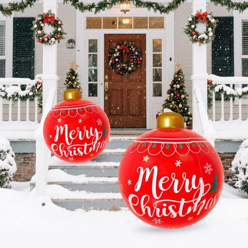 2PCS 24 Inch PVC Inflatable Decorations Balls Christmas Ornaments Christmas blow up yard decorations for outdoor indoor decor Inflatable Ornaments Hangable Balls Xmas Gifts