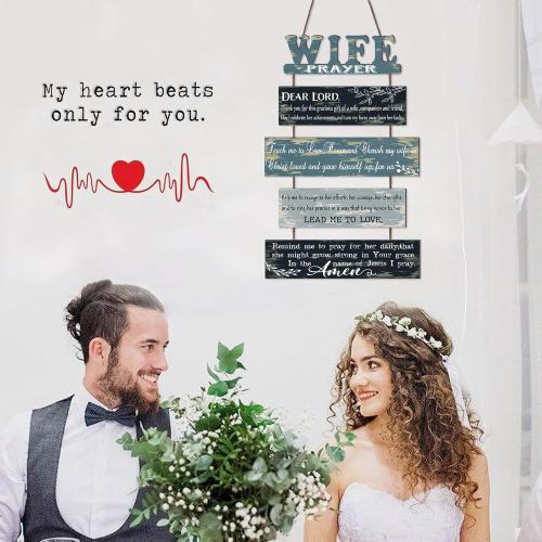 Prayer for Wife Rustic Wall Sign with 5pcs Panels Strung Together - Christian Religious Farmhouse Hallway Family Decor - Sweet Warming Gifts for Women,Couples