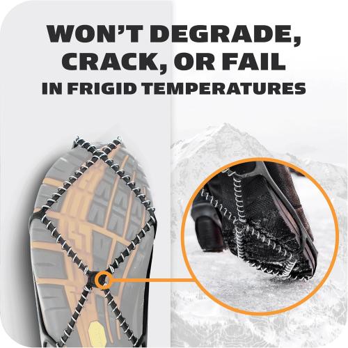 SIZE L....Yaktrax Walk Traction Cleats - 360-Degree Grip on Snow, Ice, & Multi-terrain Surfaces - Elastic Outer Band w/ Easy-On/Off Heel Tab & 1.2mm Zinc-coated Steel Coils - Abrasion & Rust Resistant - Unisex