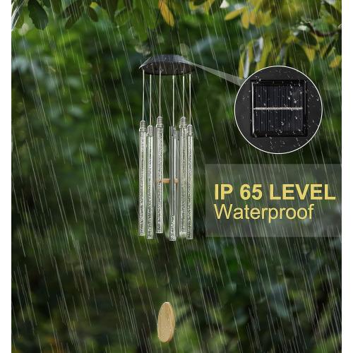 Solar Wind Chimes for Outside, DesGully 6 LED Tubes Color Changing Outdoor Clearance Unique Garden Decor Colorful Patio, Gifts for Her/Him (37 Long)