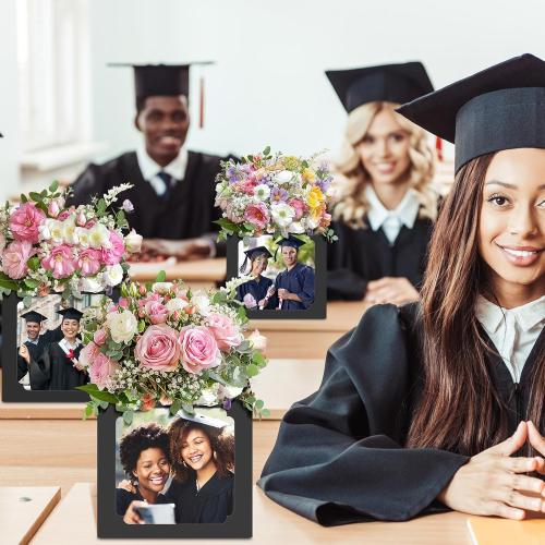 8 Pcs Graduation Box Centerpieces Decorations 6x4 Inch Photo Display Table Graduation Picture Frames Congrats Grad Party Favor for Grad Gifts Grad Party (Black)