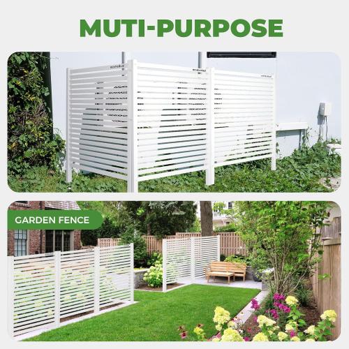 Air Conditioner Fence 2 Panels, 48 W x 48 H Outdoor Trash Can Fence, Easy Assembly Decorative Privacy Screen for AC Units & Pool Equipment