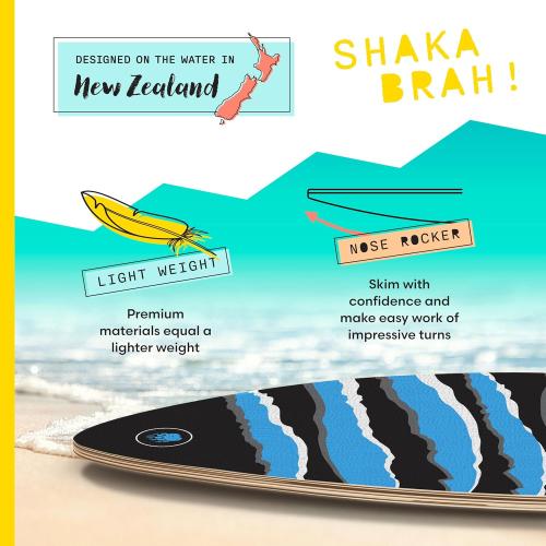 Own the Wave Black Claw Strike 40″ High Performance Wooden Skimboard - Features Non-Slip Traction Pad | Comes with Padded Carry Bag Made from Recycled Plastics – for Kids and Adults