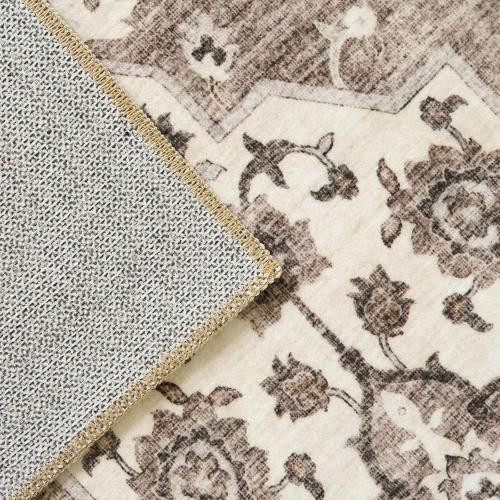 Washable Oriental Hallway Runner Rug - 3x20 Rugs for Living Room Soft Carpet for Bedroom Kitchen Waterproof Floral Distressed Indoor Stain Resistant Non-Shedding Floor Carpets (Beige, 3X20)