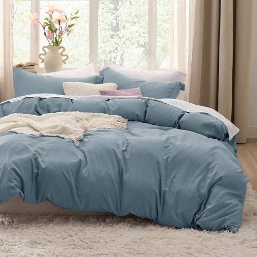 Bedsure Mineral Blue Duvet Cover Queen Size - 3 Pieces Prewashed Extra Soft Bedding Set, Includes 1 Duvet Cover 90x90 Inches with Zipper Closure & 2 Pillow Shams, Comforter Not Included
