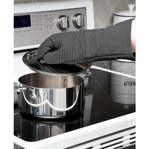 All-Clad Silicone Oven Mitts: Heat Resistant up to 500 Degrees - 100% Cotton & Silicone, 14x7 Oven Mitt for Kitchen and Barbeque, 2-Pack, Pewter