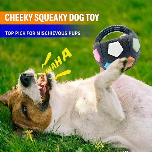 The Mellow Dog Calming Ball with Handle,Squeaky Dog Toy,Interactive Toss,Dogs Football Toy for Water Play,Training & Outdoor Games(Without Squeaky Tennis Ball Inside) (Black)