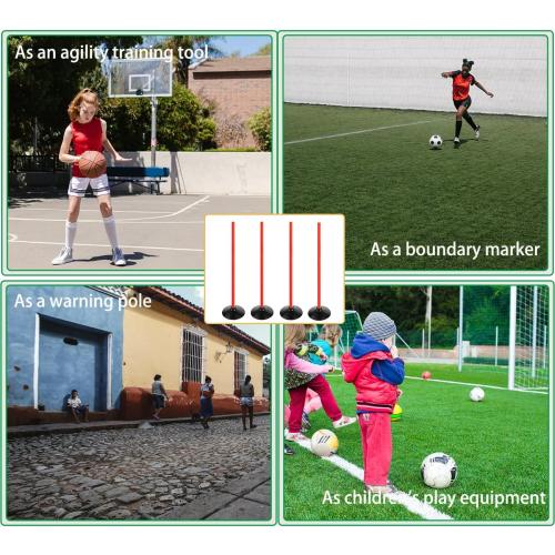 Orange Soccer Agility Poles Set Detachable Sports Trainning Speed Pole Slalom Poles with Rubber Base Sport Traning Equipment