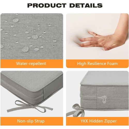 Unimatta Sunbrella Square Corner Seat Cushions, 18.5 x 16 x 3, Set of 4, Indoor Outdoor Water Repellent Universal Chair Pads with Ties for Patio Furniture, Garden Dining Chairs, Specrtum Pebble