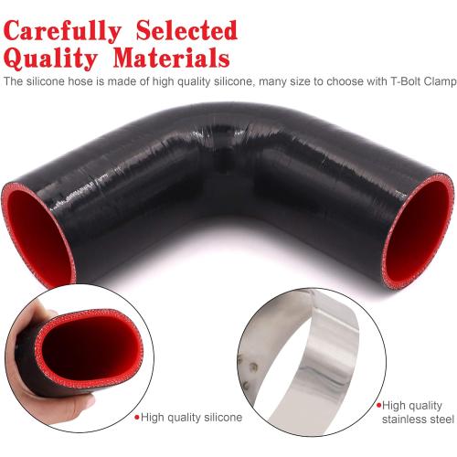 90 Degree Elbow Coupler Silicone Hose 4-Ply 4-inch for Turbo/Intercooler/Intake Piping,Length 120mm Thickness 5mm with T-Bolt Clamp