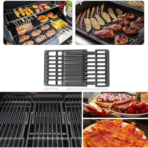Adjustable Cast Iron Grill Grates, Universal Cooking Grid Grates Replacement for Gas Eletric Grill, Extends from 14 to 20 L, 8 Wide, 3 Pack