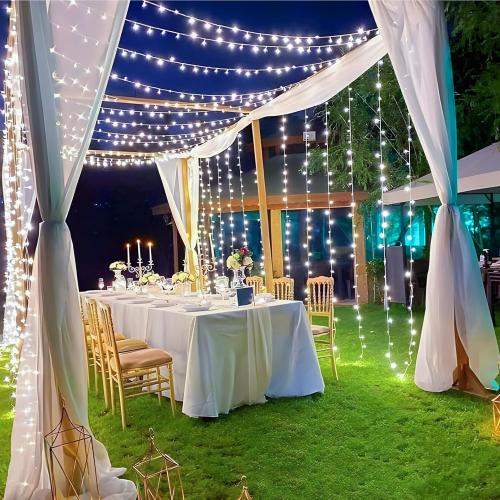 KNONEW 197FT 500 LED Christmas Lights Outdoor String Lights 8 Modes & Memory Fairy Light Plug in Waterproof LED String Lights for Xmas Yard Tree Wedding Party Holiday Decorations (Cool White)