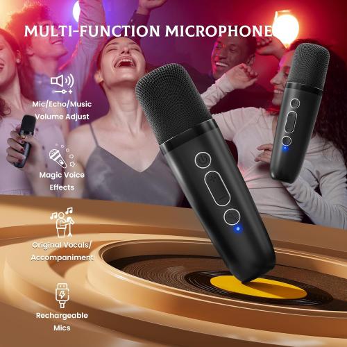 Mini Karaoke Machine for Kids, 2026 TOP Toys Easter Birthday Gifts Ideas for Girls Ages 4, 5, 6, 7, 8, 9, 10, 12  Years Old, Portable MP3 Player with 2 Wireless Mics for Family Home Party