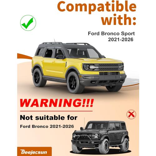 Low Profile Window Rain Guards Fit for Ford Bronco Sport 2021-2026 Rain Guard Window Deflectors Extra-Thick Side Window Visors Vent Shades Tape-on Vent Visors Car Accessories 4-PCS