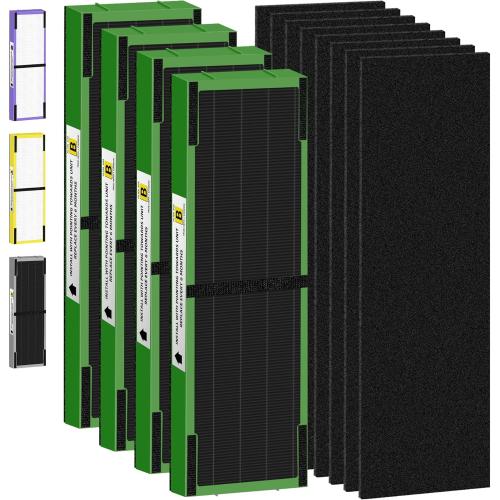 FLT4825VO HEPA Toxin Absorber Filter B Replacement Compatible with G-Guardian Air Purifiers AC4825 AC4825E AC4825W AC4300 AC4800 AC4900 AC4850,4 H13 True HEPA Filters 8 Carbon Pre-Filters
