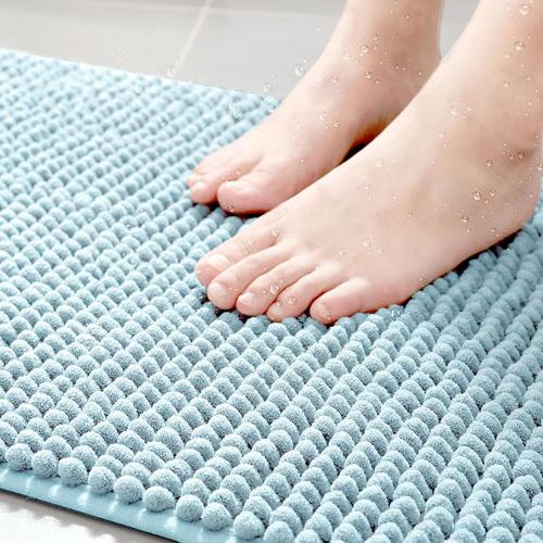 Bathroom Rug Mat,Luxury Chenille Super Soft Absorbent Rug,Non-Slip Quick Dry Microfiber Mats,Machine Washable Rubber Backing Bath Mat,Bath Rug Mats for Floor,Tub and Rain Showers (Blue-24x36)