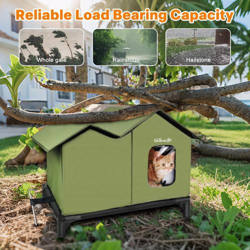 Feral Cat House Outdoor Insulated for Outside Winter Built-in Heating Pad 9-Speed ​​Temp & 3 Timers, Outdoor Heated Cat House