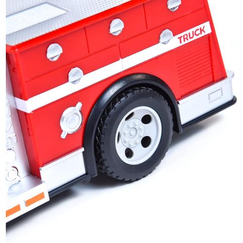 Sunny Days Entertainment Maxx Action 12’’ Large Fire Truck – Lights and Sounds Vehicle with Extendable Ladder | Motorized Drive and Soft Grip Tires | Red Firetruck Toys for Kids 3-8