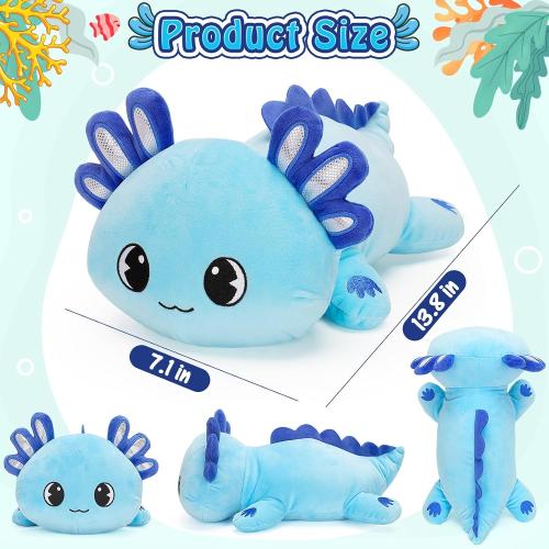 Officygnet Axolotl Plush, 13 Soft Stuffed Animal Plush Toy, Cute Axolotl Plushies Pillow, Kawaii Plushies Dolls for Kids, Blue Axolotl Gift for Girls Boys
