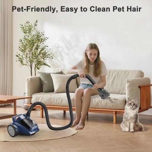 Sweepcent Canister Vacuum Cleaner 45KPa Power Bagless Canister Vacuums for Home with 5 Tools 4.5QT Dust Cup Double HEPA Filter Lightweight Multi-Surface Vacuum Cleaners for Carpet Hard Floor Pet Hair