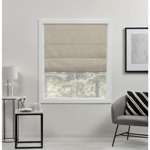 Exclusive Home Curtains Acadia 100% Blackout Roman Shade, 34x64, Natural, 1 Piece