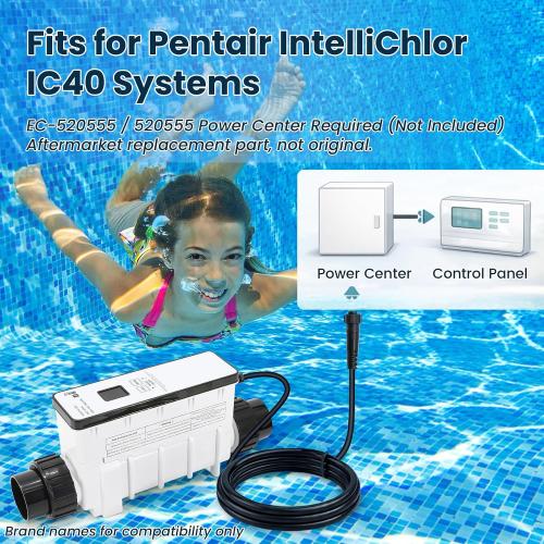IC40 Salt Cell Chlorine Generator Replacement Fit for Pentair IntelliChlor | IC40 Salt Cell,EC-520555 520555 Power Center,Salt Chlorinator System for Inground Pools up to 40,000 Gallons