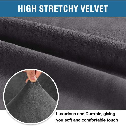 H.VERSAILTEX Stretch Velvet Sofa Covers Large Couch Covers Sofa Slipcovers Furniture Protector Soft with Non Slip Elastic Bottom, Feature Thick Comfy Rich Velour (Extra Wide Sofa 98-105, Gray)