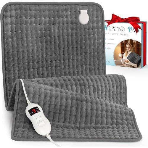 Extra Large Heating Pad for Back Pain Relief, 35x20 Electric Heat Pads for Period Cramps & Body Shoulder, 9 Heat Settings, Auto-Off, Machine Washable, Dry Moist Heat, Gifts for Women Men, Gray