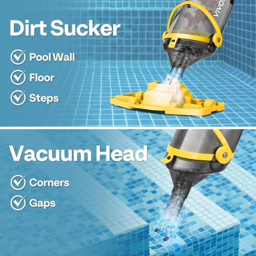 VIVOHOME Cordless Pool Vacuum with Telescopic & Extension Poles 9.12ft, 18.5 GPM Suction, 60-Min Run Time, Handheld Cleaner Rechargeable with Battery Indicator for Pools/Spas/Hot Tubs - Green