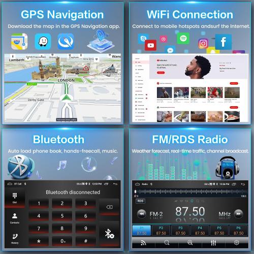 [2G 64G] Android 15 Car Radio for Honda Accord 6th 1998-2004 with Wireless Carplay/Android Auto, 9 Inch HD Touchscreen Car Stereo with GPS WiFi Bluetooth FM/RDS SWC Backup Camera MIC