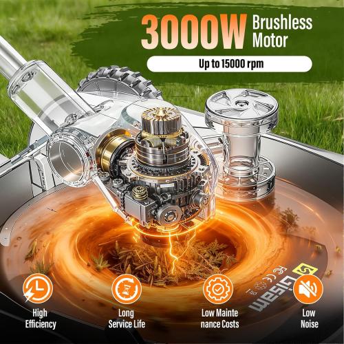 3-in-1 Cordless Lawn Mower, 3000W Brushless String Trimmer & Wheeled Edger Combo Kit, 18.9 Inch, 3 Blades for Lawn Weeds Shrubs, Adjustable Height & Angle Electric Weed Wacker Garden Tools