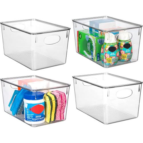 ClearSpace Plastic Storage Bins With lids, 4 Pack – Perfect Pantry Organization and Storage – Fridge Organizer, Pantry Storage Containers and Storage Bins, Cabinet Organizers