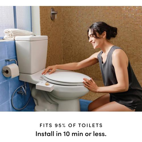 TUSHY Classic 3.0 Bidet Toilet Seat Attachment - A Non-Electric Self Cleaning Water Sprayer with Adjustable Water Pressure Nozzle, Angle Control & Easy Home Installation (White/Gunmetal)