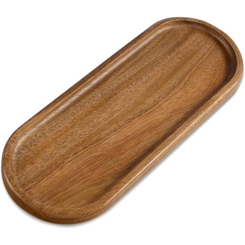 Wood Serving Tray, Wooden Decorative Tray for Coffee Table, Kitchen, Bathroom Counter