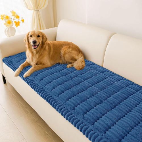 hyha Couch Covers for Dogs Washable, Non Slip Plush Dog Sofa Protectors, Fuzzy Pet Couch Covers for 3 Cushion Sofa Pet Friendly (Navy Blue, 27.6 x 59) NEEDS CLEANING