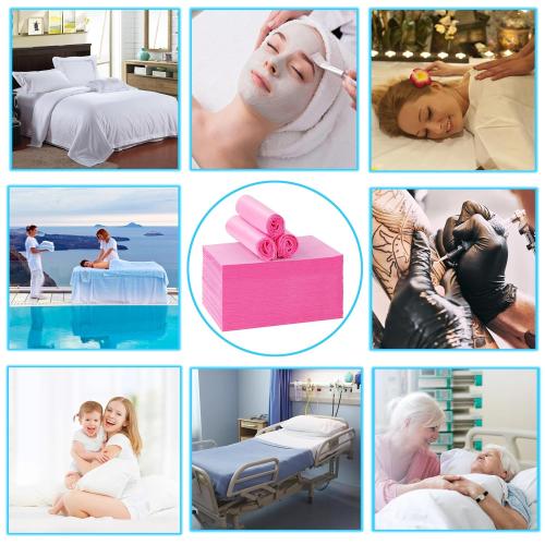 100 Pcs Disposable Bed Sheets 31 x 71 Massage Table Sheets Non Woven Fabric SPA Bed Cover Breathable for Massage Beauty Tattoos (100 Pcs Pink)