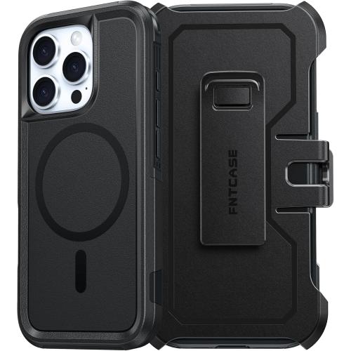 FNTCASE for iPhone 16 Pro Case: Magnetic Dual Layer Protective Cell Phone Cover with Belt-Clip Holster | Heavy Duty Military Grade Shockproof Drop Protection Non Slip Textured Phonecase