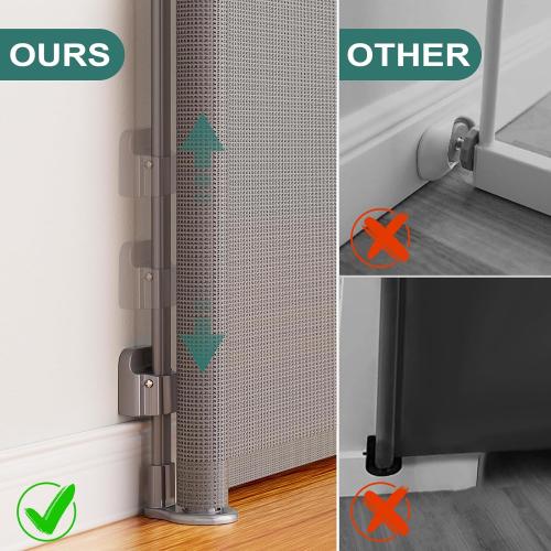 Babepai Retractable Baby Gates Extra Wide | 55 Wide x 38 Tall Dog Gates for Stairs | Indoor/Outdoor Use | Child Gates for Doorways, Deck, Porch, Hallways, Patio - Gray