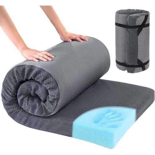 Memory Foam Camping Mattress Pad,Portable Sleeping Pad for Adult,Waterproof Cot Mattress,Roll Up Floor Mattress,Foldable Backpacking Travel Bed for Hiking,Guest Bed